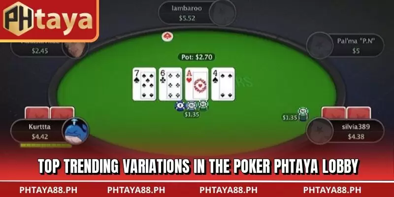 Top trending variations in the Poker PHTAYA lobby